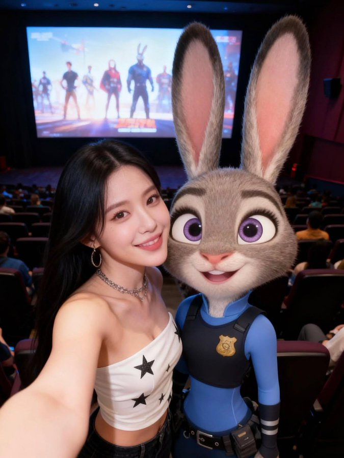Miyeon and Judy Hopps selfie in movie theater