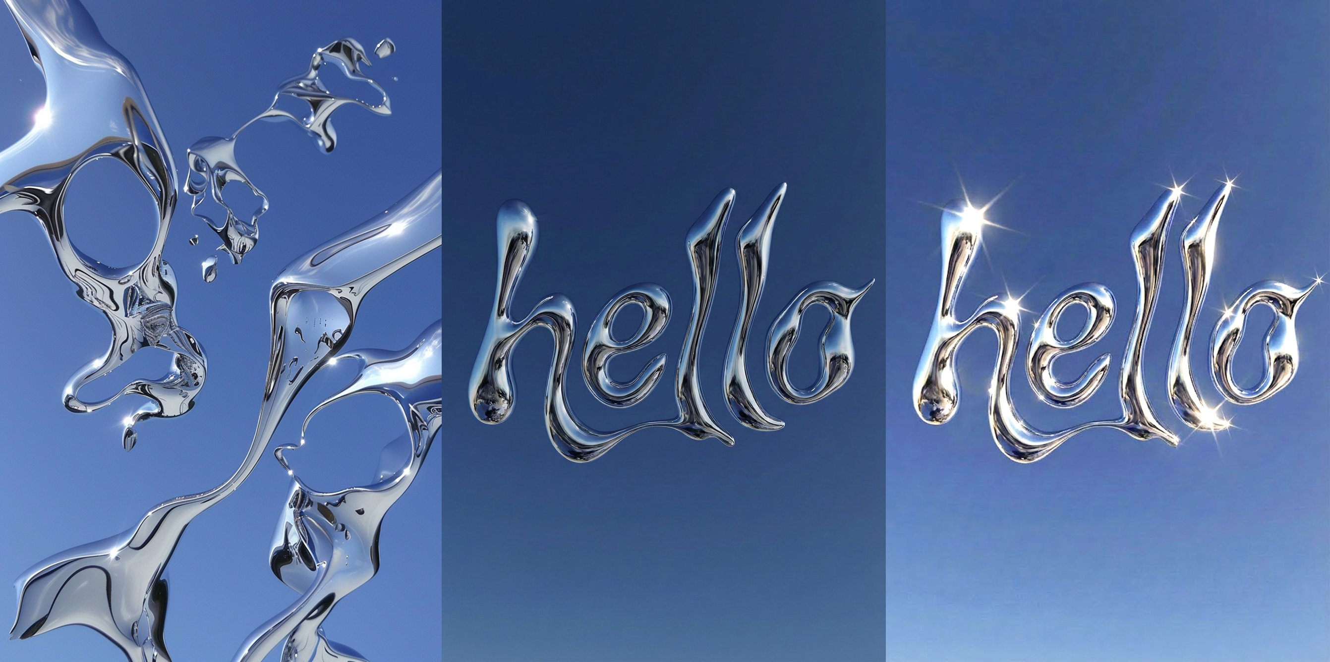 Style-matched minimalist 'hello' text with glare