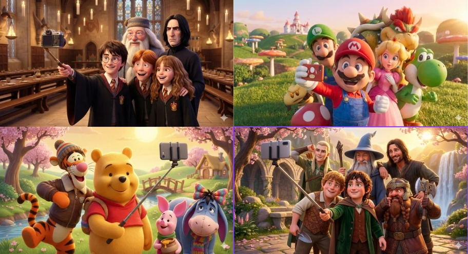 Pixar Style Group Selfie