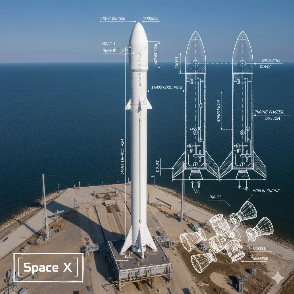 SpaceX Technical Blueprint Overlay