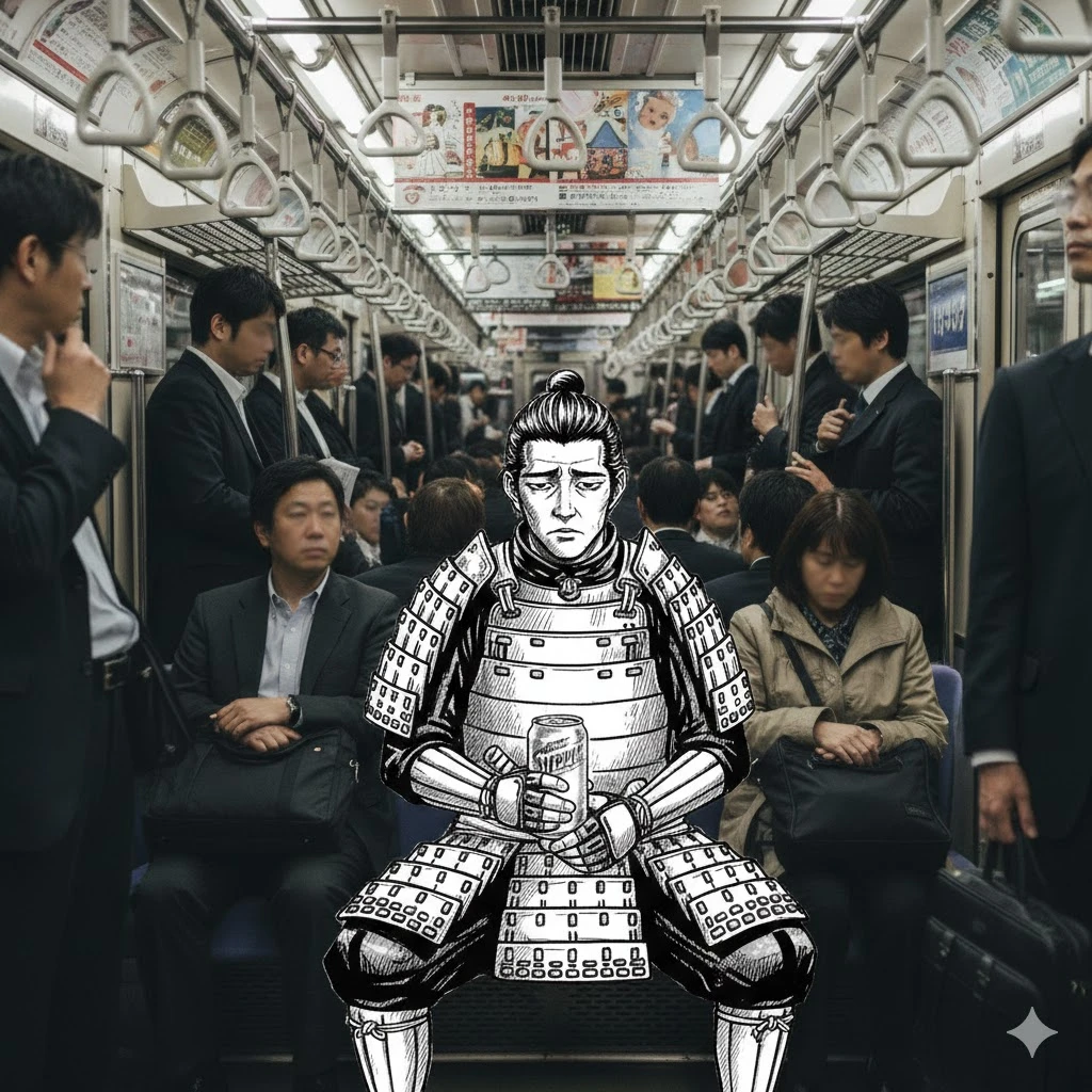 2D Manga Character in Tokyo Subway
