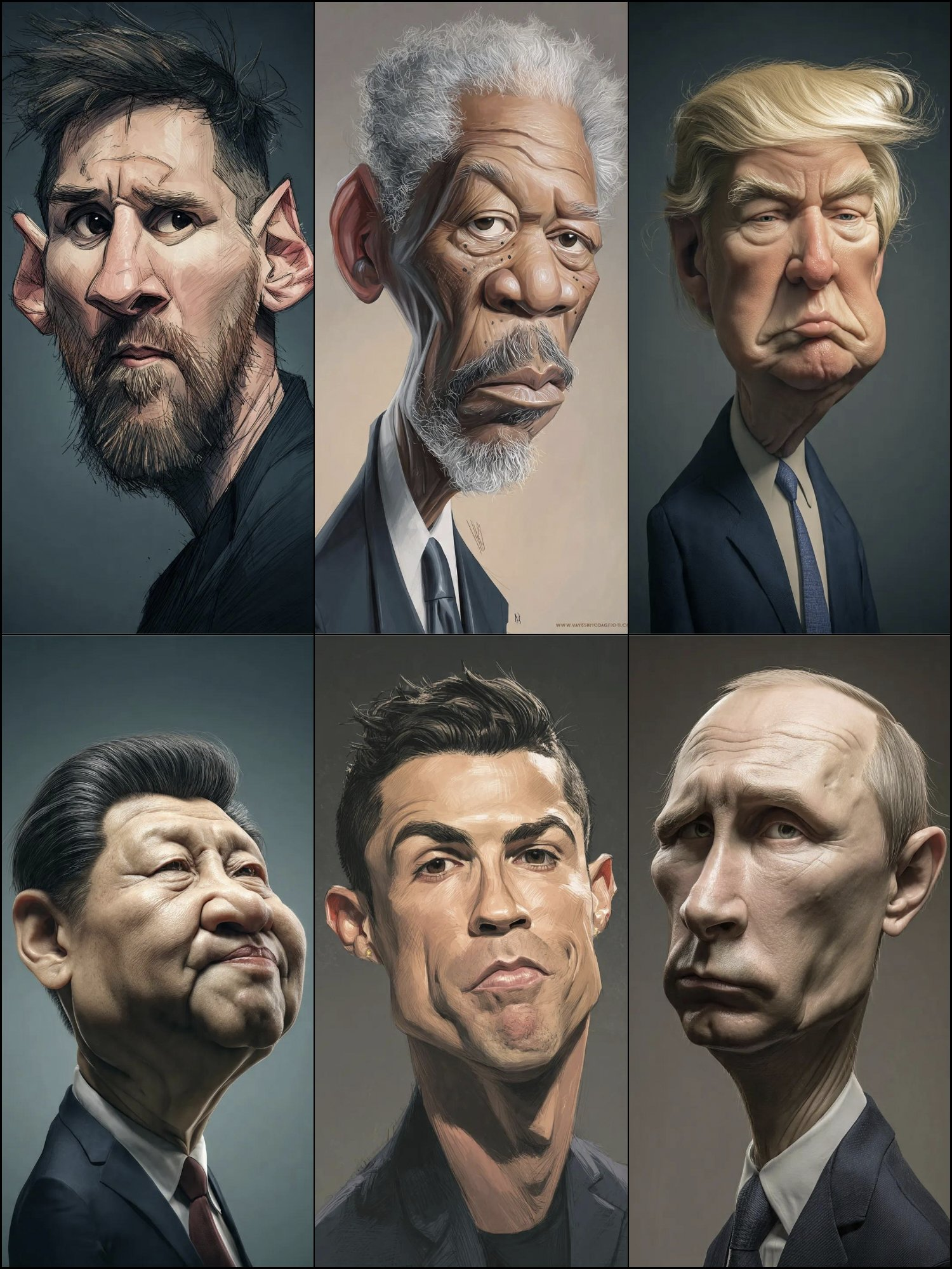 Hyperrealistic caricature with dramatic mood