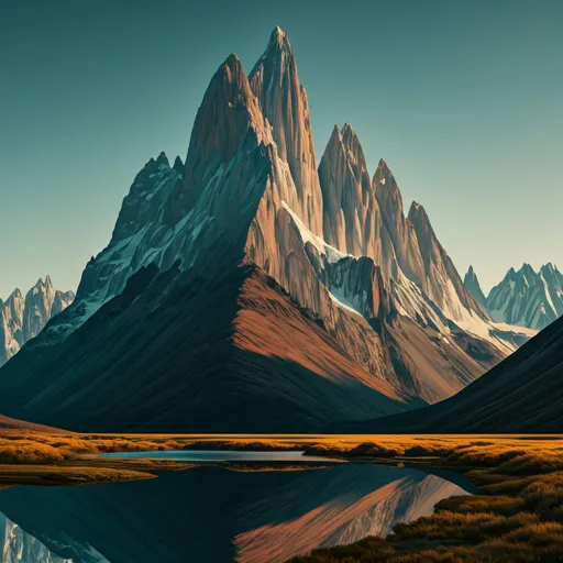 vivid, enhanced photo of the same mountain landscape